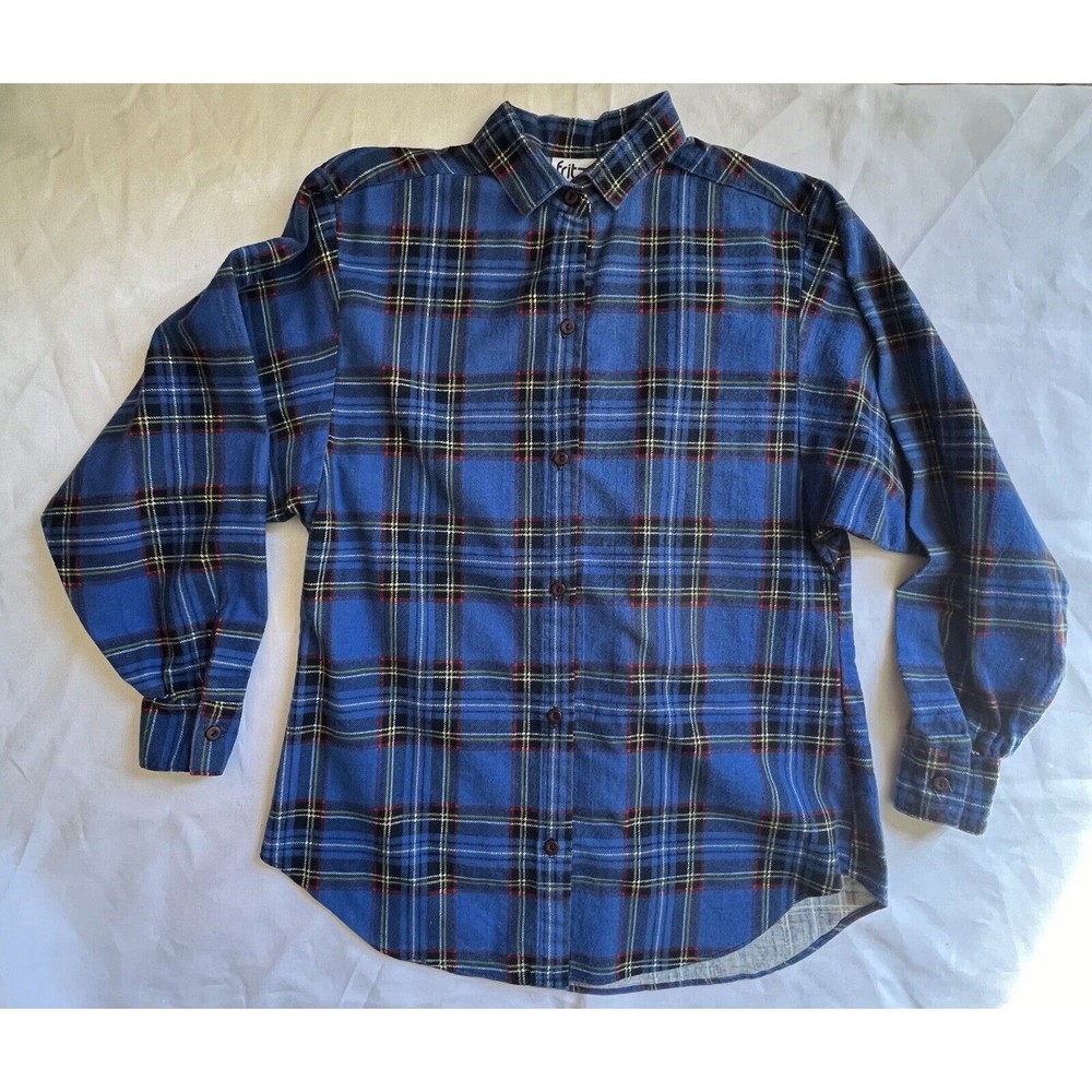 Vintage plaid flannel shirt blue - Fritzy Women Medium (K92)